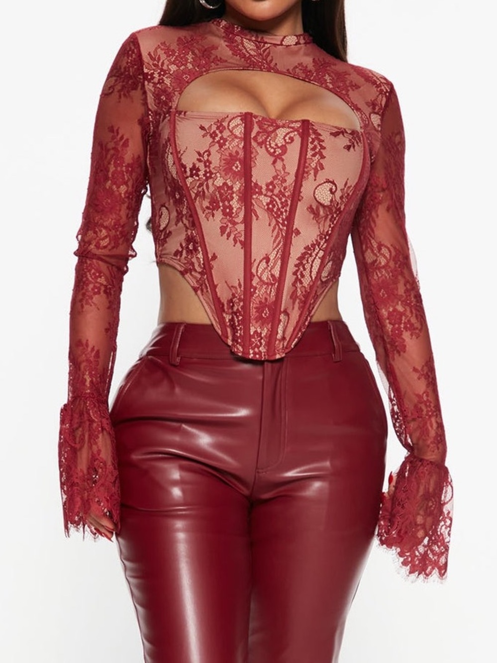 Fashion Nova Rust Lace Corset